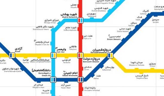 نمایی گرافیکی از نقشه متروی تهران